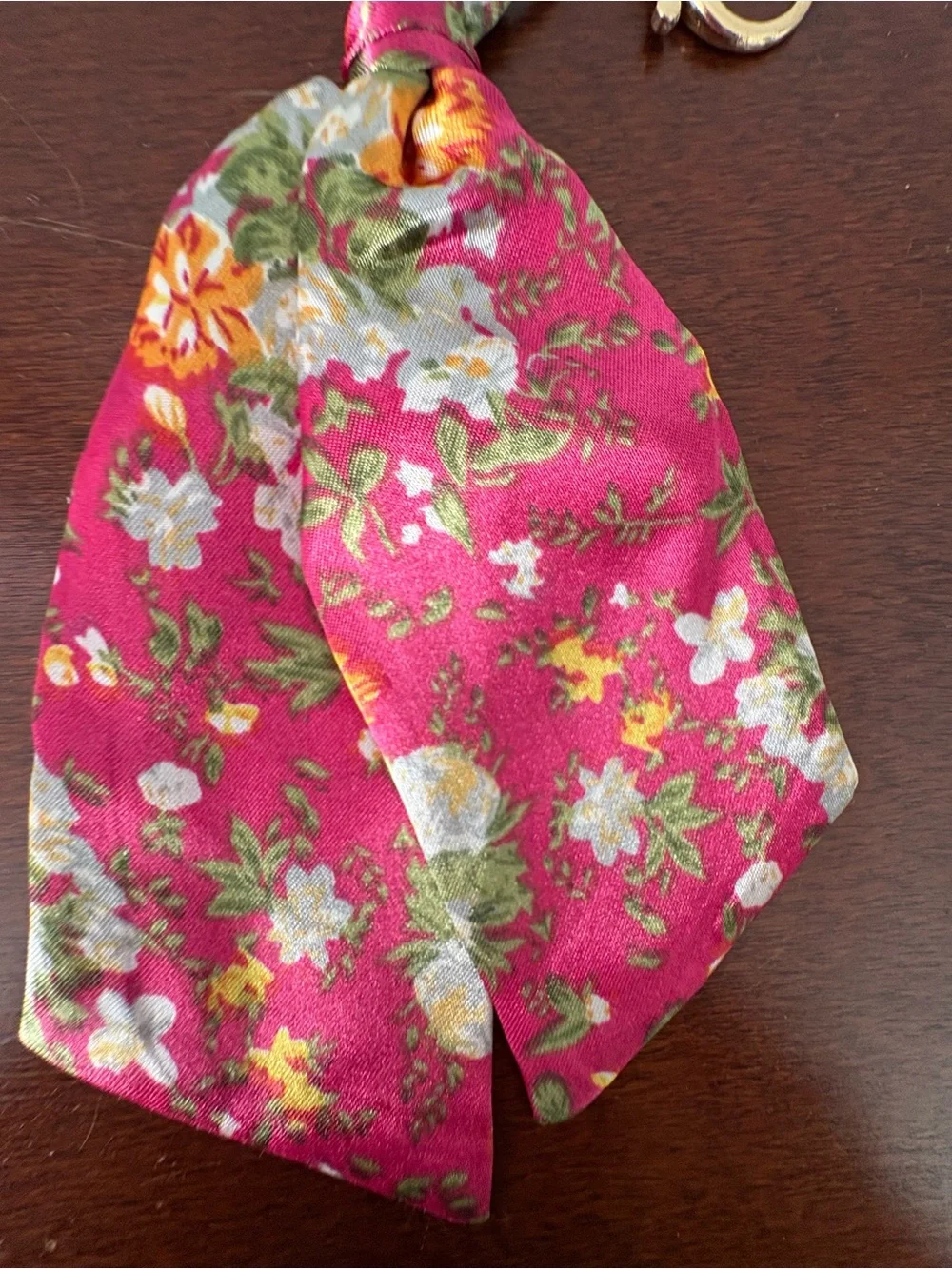 Pink Floral Scarf Keychain with Gold Hardware NEW!